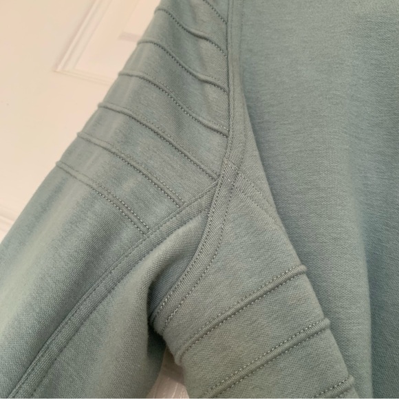 NWOT Athleta Jacket Women's Green Cotton Blend Asymmetric Zip Jacket S - Picture 7 of 13